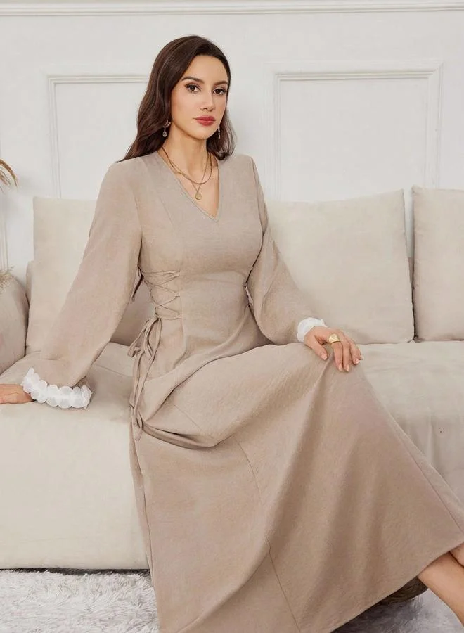 Take Two beige Women Beige Waist Tie Maxi Dress for Women | Best Price UAE